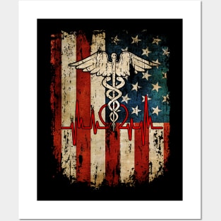 Patriotic Registered Nurse USA Flag Nursing RN Healthcare Posters and Art